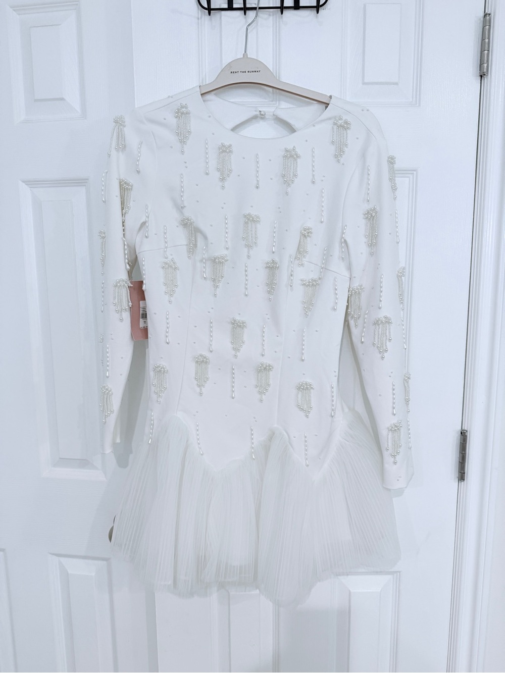 BHLDN Ivory Beaded Tulle Mini Dress